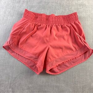 Athleta Mesh Racer Run Short 4 Coral Pink Athletic Running Shorts Womens Small